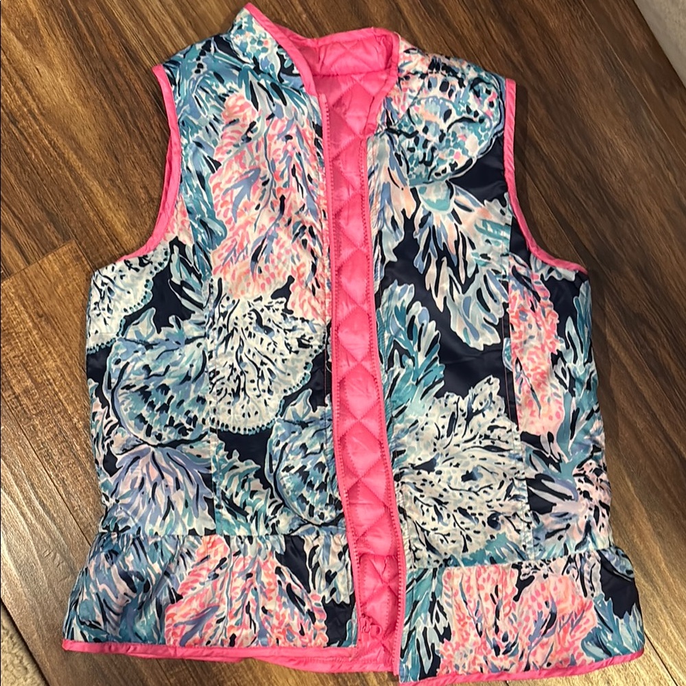 Lilly Pulitzer Reversible Quilted Vest - Pink and Blue